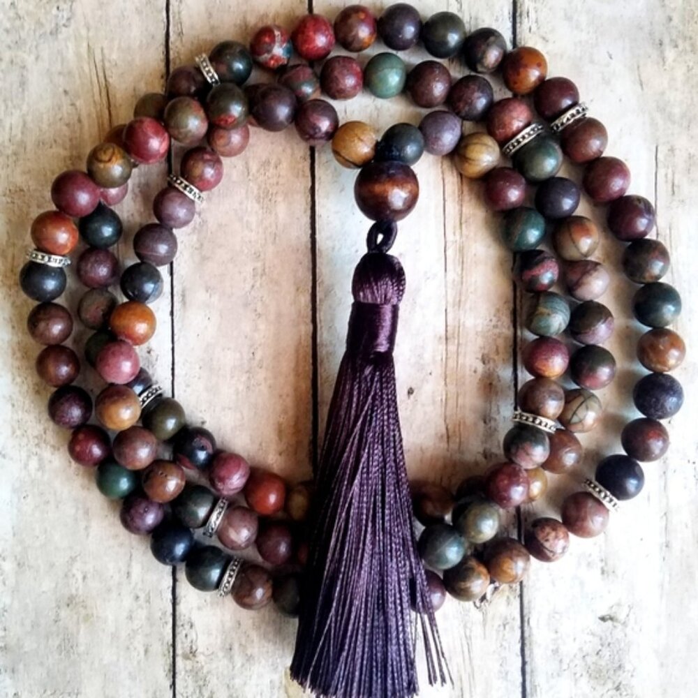 108 Picasso Jasper Mala Necklace